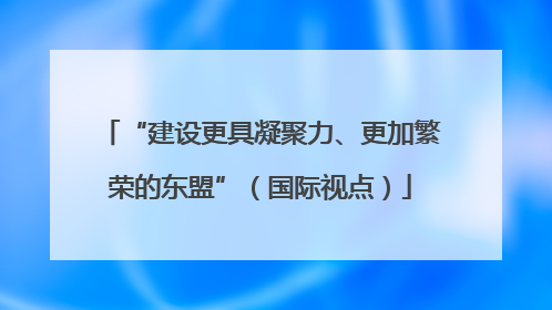 “建设更具凝聚力、更加繁荣的东盟”（国际视点）