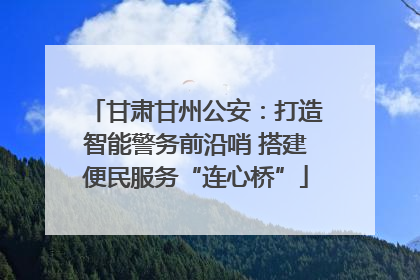 甘肃甘州公安：打造智能警务前沿哨 搭建便民服务“连心桥”
