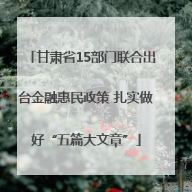 甘肃省15部门联合出台金融惠民政策 扎实做好“五篇大文章”
