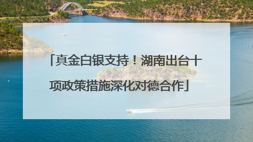 真金白银支持！湖南出台十项政策措施深化对德合作