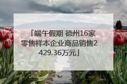 端午假期 德州16家零售样本企业商品销售2429.36万元