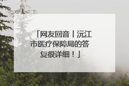 网友回音丨沅江市医疗保障局的答复很详细！