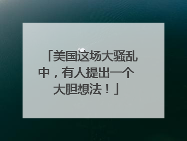 美国这场大骚乱中，有人提出一个大胆想法！