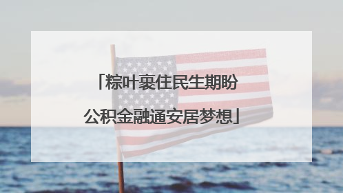 粽叶裹住民生期盼 公积金融通安居梦想