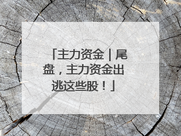 主力资金｜尾盘，主力资金出逃这些股！