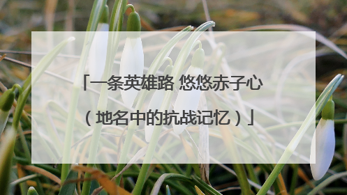 一条英雄路 悠悠赤子心（地名中的抗战记忆）
