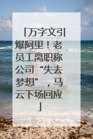 万字文引爆阿里！老员工离职称公司“失去梦想”，马云下场回应