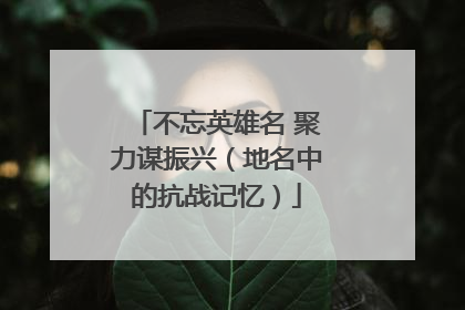 不忘英雄名 聚力谋振兴（地名中的抗战记忆）