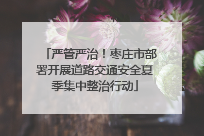严管严治！枣庄市部署开展道路交通安全夏季集中整治行动