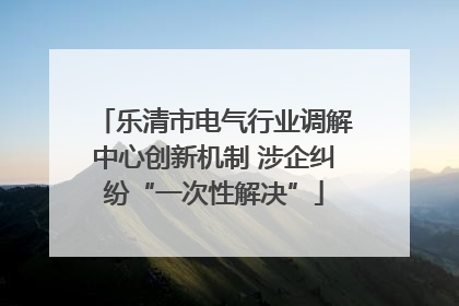 乐清市电气行业调解中心创新机制 涉企纠纷“一次性解决”
