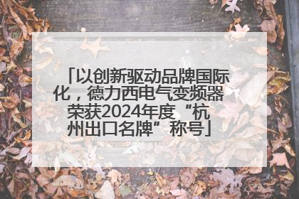 以创新驱动品牌国际化，德力西电气变频器荣获2024年度“杭州出口名牌”称号