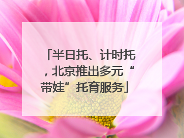 半日托、计时托，北京推出多元“带娃”托育服务