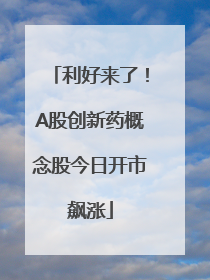利好来了！A股创新药概念股今日开市飙涨