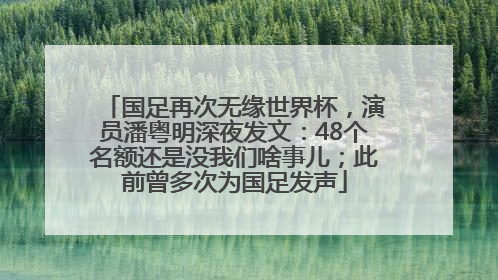 国足再次无缘世界杯，演员潘粤明深夜发文：48个名额还是没我们啥事儿；此前曾多次为国足发声