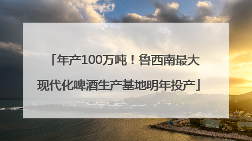 年产100万吨！鲁西南最大现代化啤酒生产基地明年投产