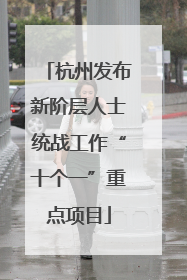 杭州发布新阶层人士统战工作“十个一”重点项目