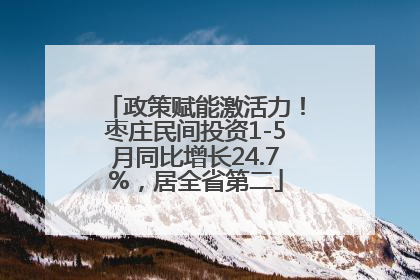政策赋能激活力！枣庄民间投资1-5月同比增长24.7%，居全省第二