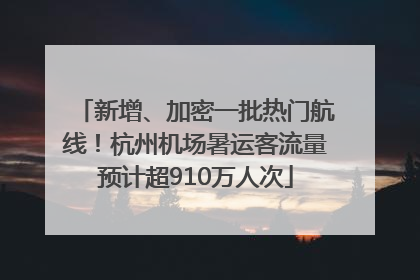 新增、加密一批热门航线！杭州机场暑运客流量预计超910万人次