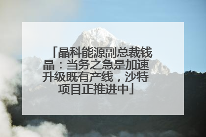 晶科能源副总裁钱晶：当务之急是加速升级既有产线，沙特项目正推进中