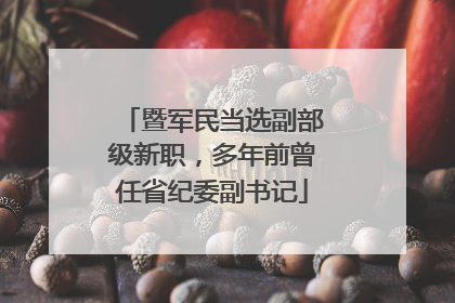 暨军民当选副部级新职，多年前曾任省纪委副书记