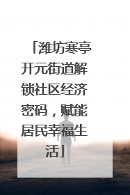 潍坊寒亭开元街道解锁社区经济密码，赋能居民幸福生活