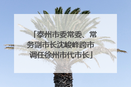 泰州市委常委、常务副市长沈峻峰跨市调任徐州市代市长