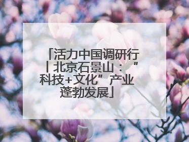活力中国调研行丨北京石景山：“科技+文化”产业蓬勃发展