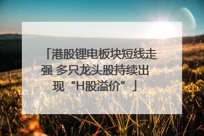 港股锂电板块短线走强 多只龙头股持续出现“H股溢价”
