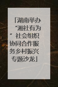 湖南举办“湘社有为”社会组织协同合作服务乡村振兴专题沙龙