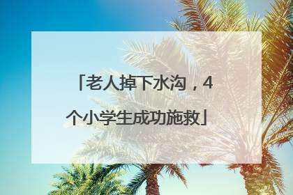 老人掉下水沟，4个小学生成功施救