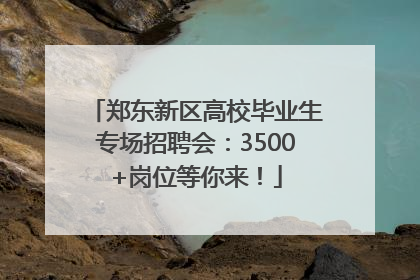 郑东新区高校毕业生专场招聘会：3500+岗位等你来！