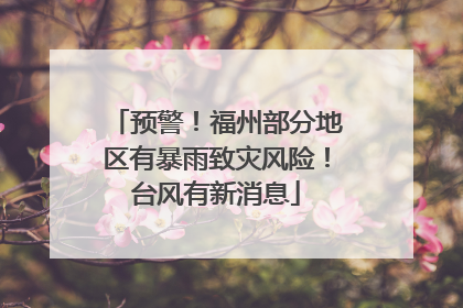 预警！福州部分地区有暴雨致灾风险！台风有新消息