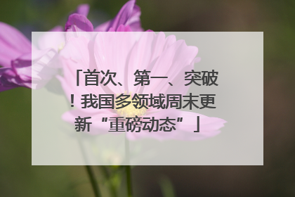 首次、第一、突破！我国多领域周末更新“重磅动态”